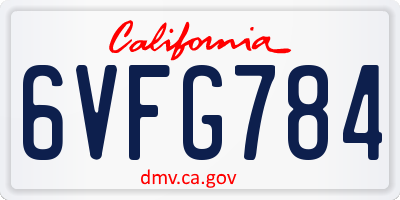 CA license plate 6VFG784
