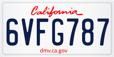 CA license plate 6VFG787
