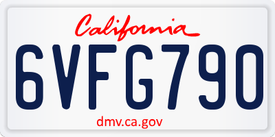 CA license plate 6VFG790