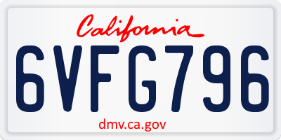 CA license plate 6VFG796