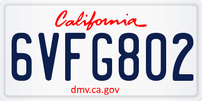 CA license plate 6VFG802