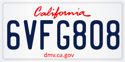 CA license plate 6VFG808