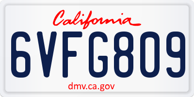 CA license plate 6VFG809