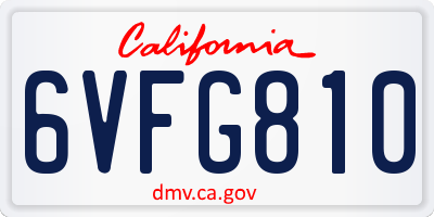 CA license plate 6VFG810