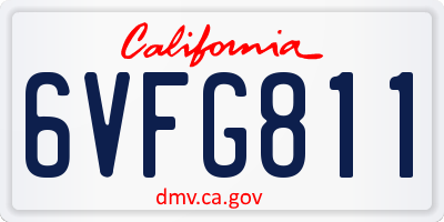 CA license plate 6VFG811