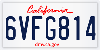 CA license plate 6VFG814