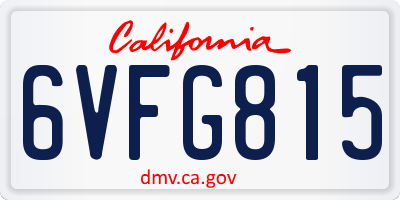 CA license plate 6VFG815