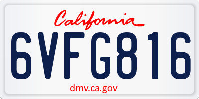CA license plate 6VFG816
