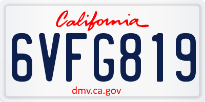 CA license plate 6VFG819