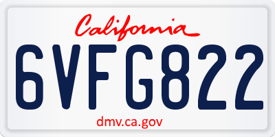 CA license plate 6VFG822