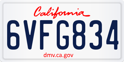 CA license plate 6VFG834