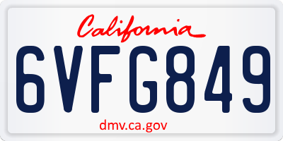 CA license plate 6VFG849