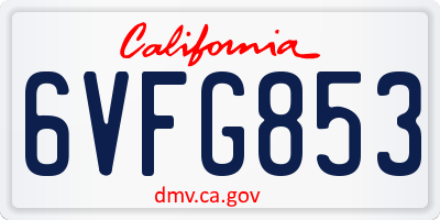 CA license plate 6VFG853