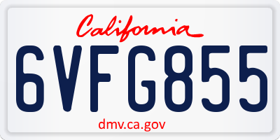 CA license plate 6VFG855