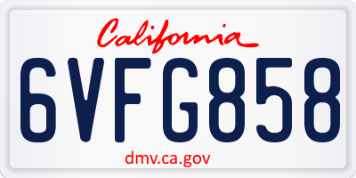 CA license plate 6VFG858