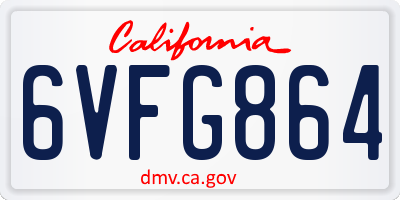 CA license plate 6VFG864