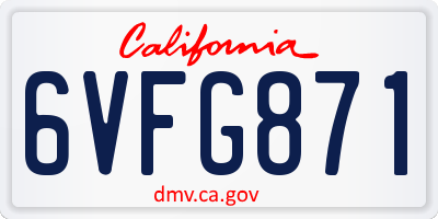 CA license plate 6VFG871