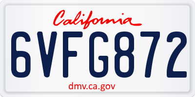 CA license plate 6VFG872