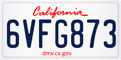 CA license plate 6VFG873
