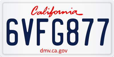 CA license plate 6VFG877