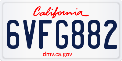 CA license plate 6VFG882
