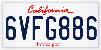 CA license plate 6VFG886