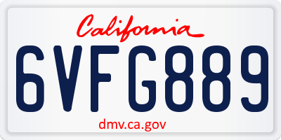 CA license plate 6VFG889