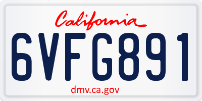 CA license plate 6VFG891