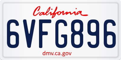 CA license plate 6VFG896