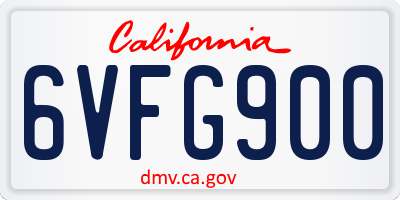 CA license plate 6VFG900