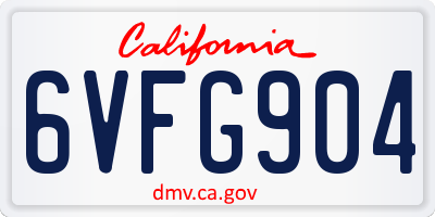 CA license plate 6VFG904