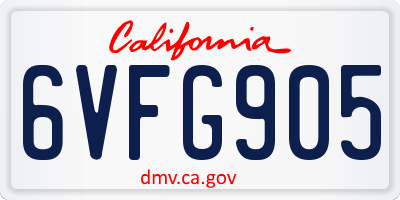 CA license plate 6VFG905