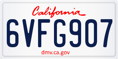 CA license plate 6VFG907