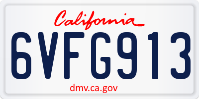 CA license plate 6VFG913