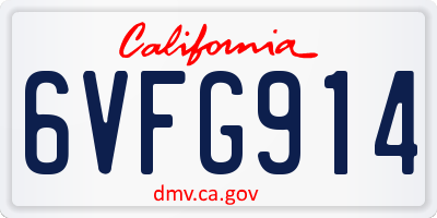 CA license plate 6VFG914