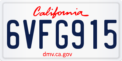 CA license plate 6VFG915