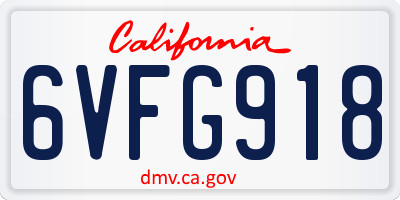 CA license plate 6VFG918