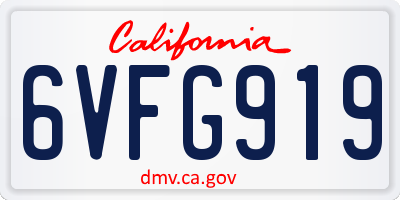 CA license plate 6VFG919