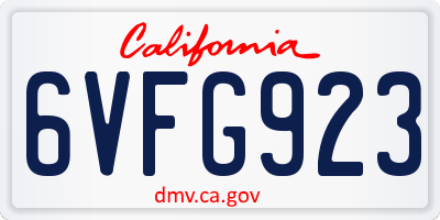 CA license plate 6VFG923