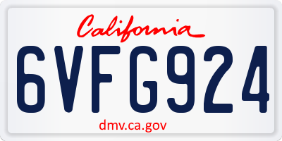 CA license plate 6VFG924