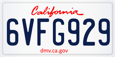 CA license plate 6VFG929