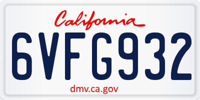 CA license plate 6VFG932