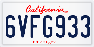 CA license plate 6VFG933
