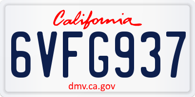 CA license plate 6VFG937