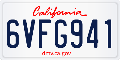 CA license plate 6VFG941