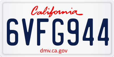 CA license plate 6VFG944