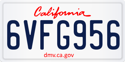 CA license plate 6VFG956