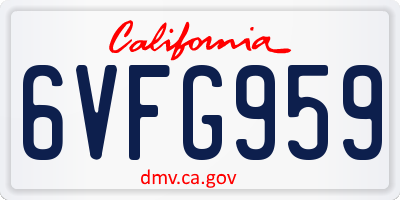 CA license plate 6VFG959