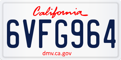 CA license plate 6VFG964