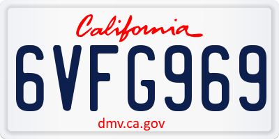 CA license plate 6VFG969